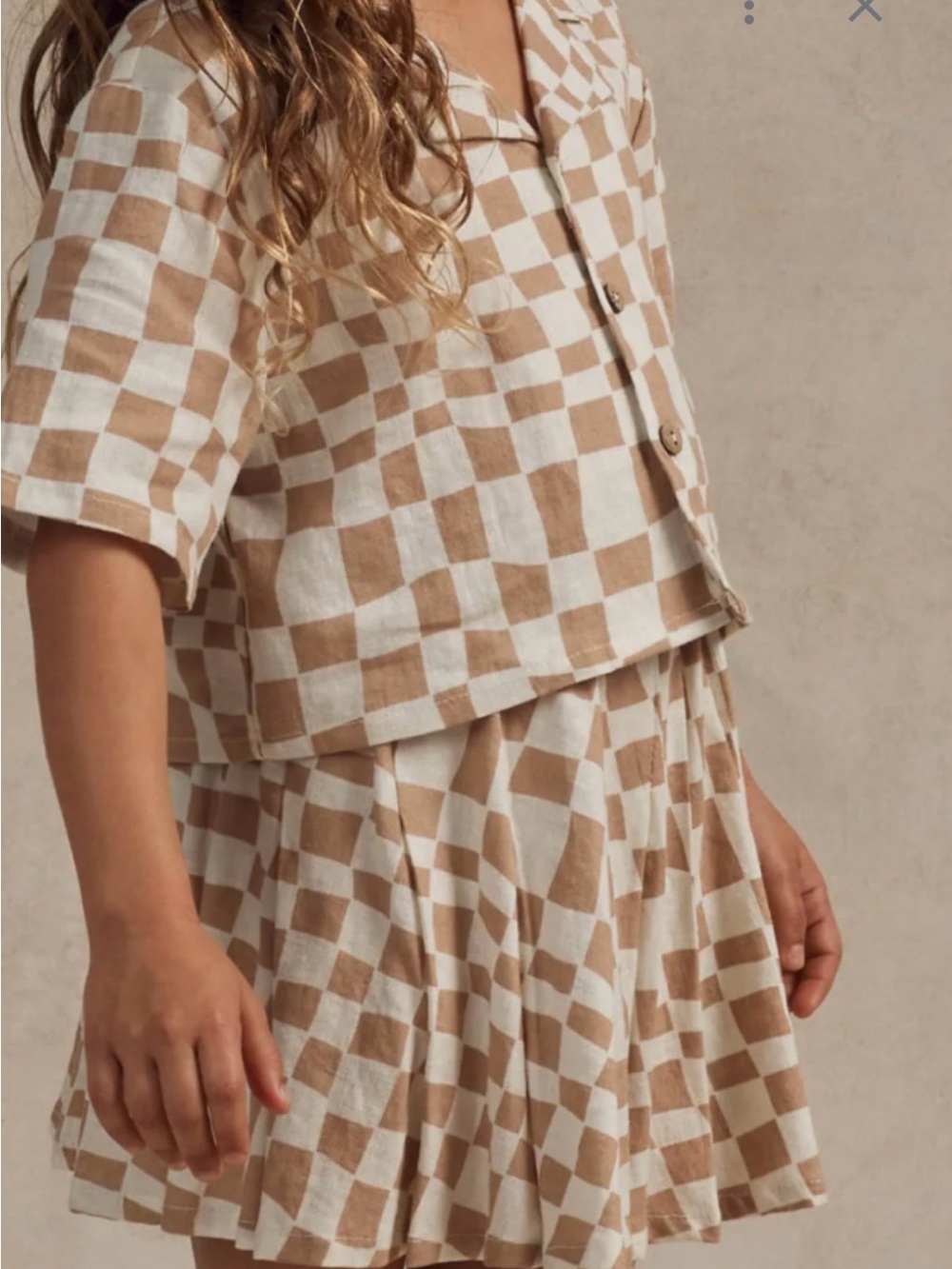 Rylee + Cru Beige and White Checker Two-Piece Set
